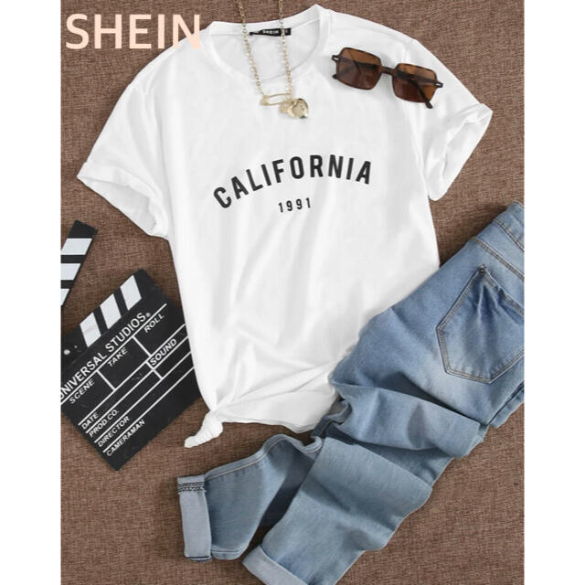 ZARA(ザラ)の新品✨ SHEIN カレッジロゴTシャツ  モノトーン  レディースのトップス(Tシャツ(半袖/袖なし))の商品写真