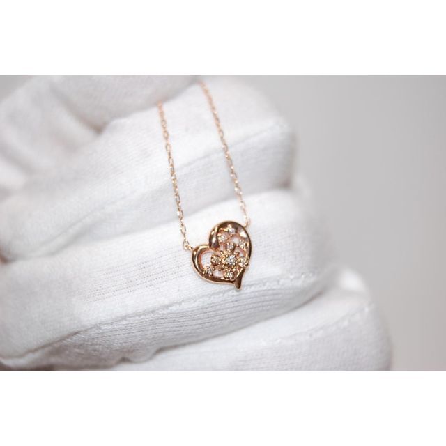 4℃(ヨンドシー)の４℃　Ｋ１０　ピンクゴールド　ダイヤモンド　ハート　ネックレス　２０１６年限定品 レディースのアクセサリー(ネックレス)の商品写真