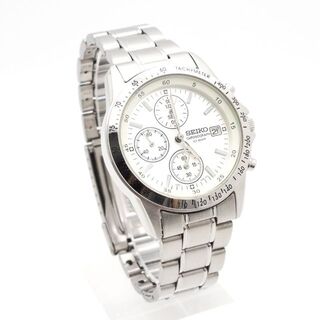 セイコー(SEIKO)の《美品》SEIKO 腕時計 シルバー クロノグラフ  デイト 10気圧防水 蓄光(腕時計(アナログ))