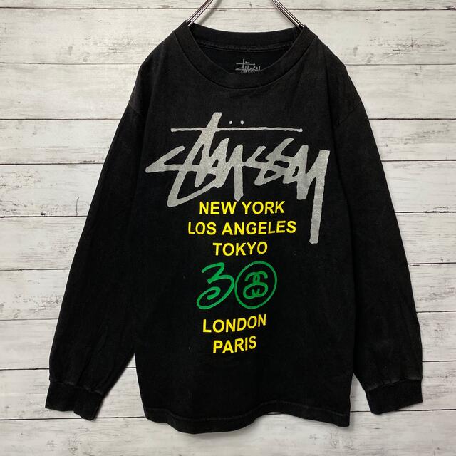 STUSSY(ステューシー)の【USA製】ステューシー☆ワールドツアー両面プリントブラックTシャツロンT メンズのトップス(Tシャツ/カットソー(七分/長袖))の商品写真