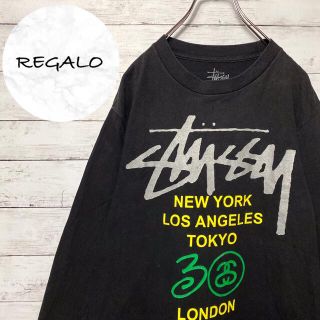 ステューシー(STUSSY)の【USA製】ステューシー☆ワールドツアー両面プリントブラックTシャツロンT(Tシャツ/カットソー(七分/長袖))