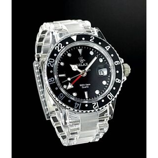 RELAX 腕時計 GMTモデル 黒文字盤 青赤ベゼル 世田谷ベース