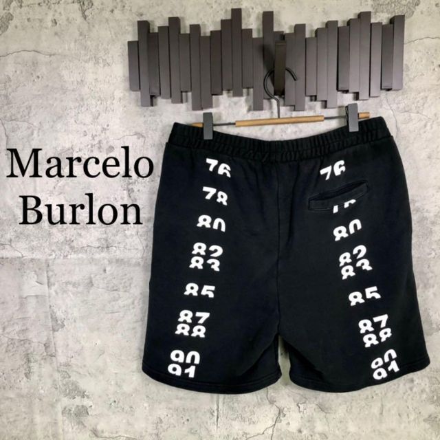 カラーブラック『Marcelo Burlon』マルセロバーロン (M) スウェットハーフパンツ