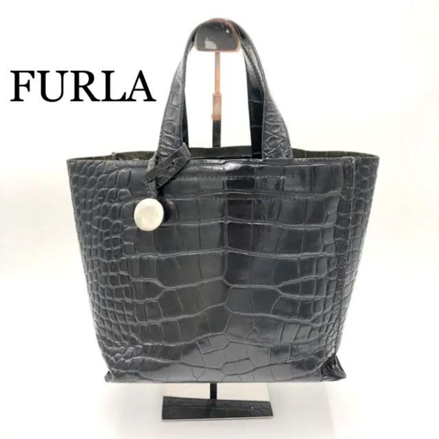 FURLA フルラ ハンドバッグ クロコ 型押し - ハンドバッグ