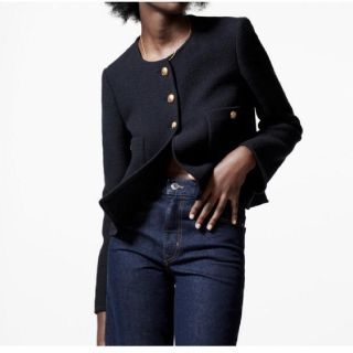 ザラ(ZARA)のきなこ様専用♡未使用 ZARA メタルボタンジャケットXS(ノーカラージャケット)