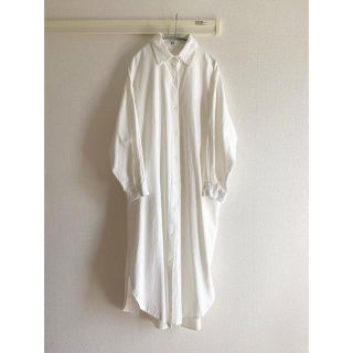 【韓国購入品】ロングシャツワンピース　オーバーサイズ　白シャツ　ホワイト(ロングワンピース/マキシワンピース)