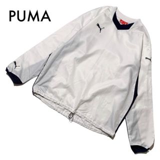 プーマ(PUMA)の美品プーマ 長袖プルオーバー ピステ スポーツウェア サッカー 白 ネイビー L(ナイロンジャケット)