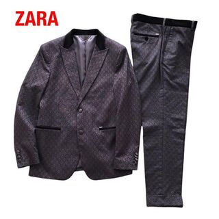 ザラ(ZARA)のZARAザラ　セットアップスーツ　総柄ブラック黒　結婚式成人式(セットアップ)
