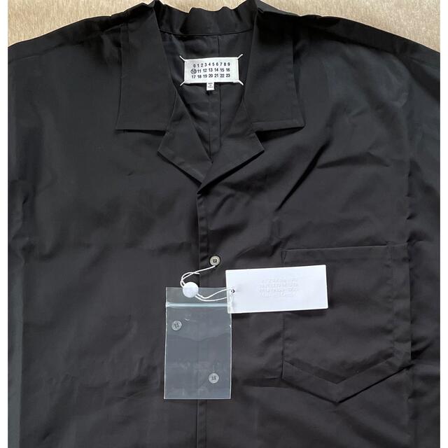 黒40新品 メゾン マルジェラ オーバーサイズ ポプリン 半袖 シャツ ブラック