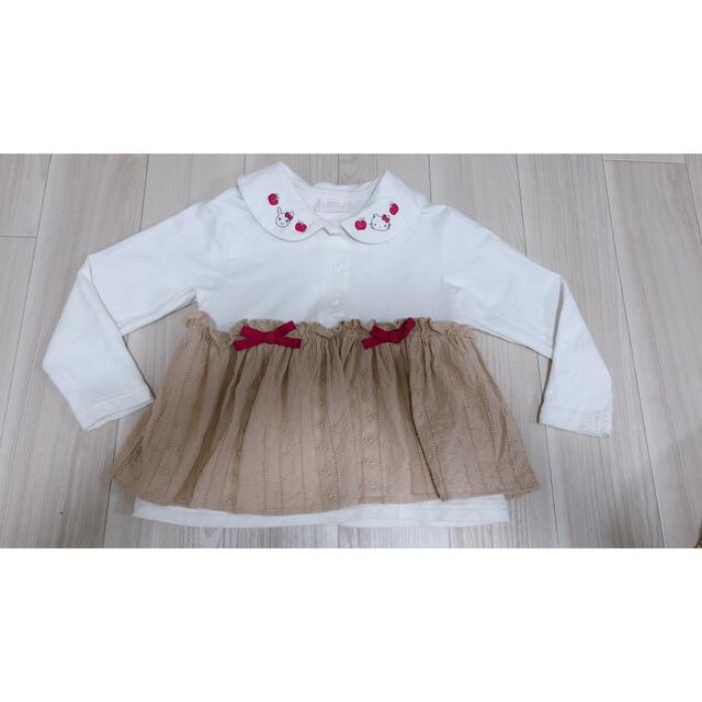 coeur a coeur(クーラクール)のクーラクール×キティ　コラボ長袖　110cm キッズ/ベビー/マタニティのキッズ服女の子用(90cm~)(Tシャツ/カットソー)の商品写真