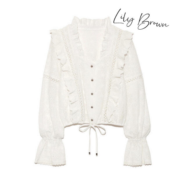 Lily brown リリーブラウン コットン刺繍ブラウス ホワイト
