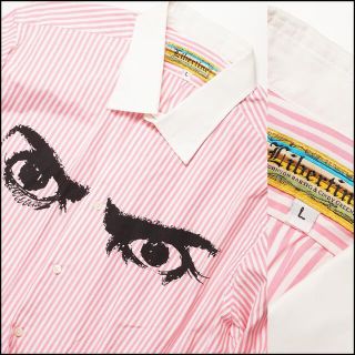 バーニーズニューヨーク(BARNEYS NEW YORK)の初期美品LIBERTINEリバティーンアイズプリントストライプシャツL日本XXL(シャツ)