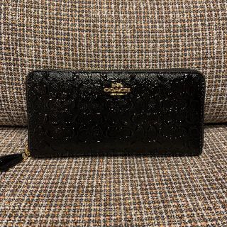 コーチ(COACH)のコーチ　　長財布　ブラック　エナメル(財布)