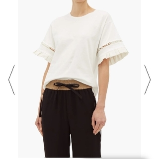モンクレール(MONCLER)のMONCLER  Macrame Detail Sleeve T-Shirt(Tシャツ(半袖/袖なし))