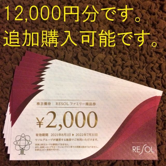 株主優待　リソルグループ　6,000円分