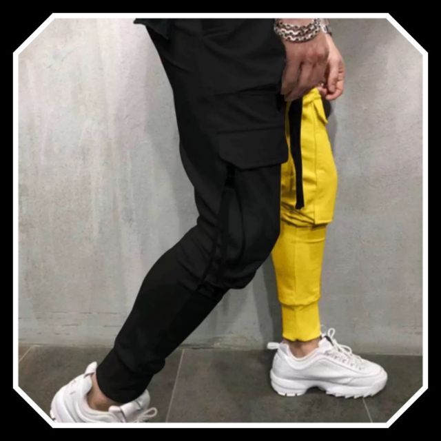 メーカー再生品 ジョガーパンツ ストレッチ ツートン トラックパンツ カーゴパンツ 黒黄 L tdh-latinoamerica.de