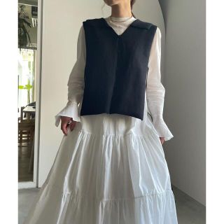 COLLAR KNIT VEST WITH DRESS/ブラウン/Mサイズ