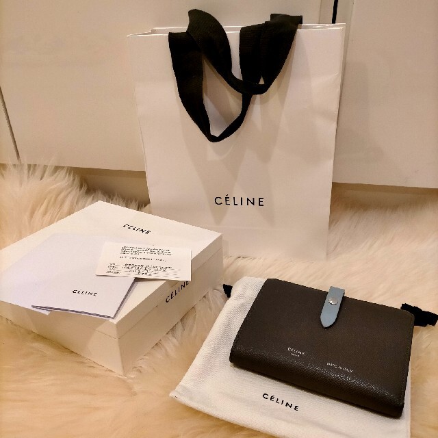 財布CELINE セリーヌ ミディアム 財布♡グレー×水色♡