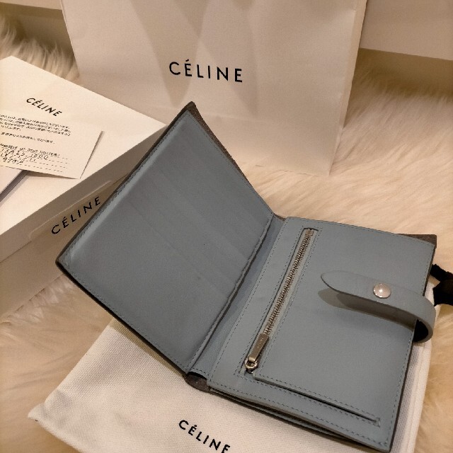 celine(セリーヌ)のCELINE セリーヌ ミディアム 財布♡グレー×水色♡ レディースのファッション小物(財布)の商品写真