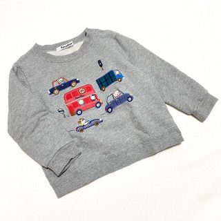 ファミリア(familiar)の【ファミリア】トレーナー 長袖シャツ 車 のりもの 青 チェック XB おはなし(Tシャツ/カットソー)