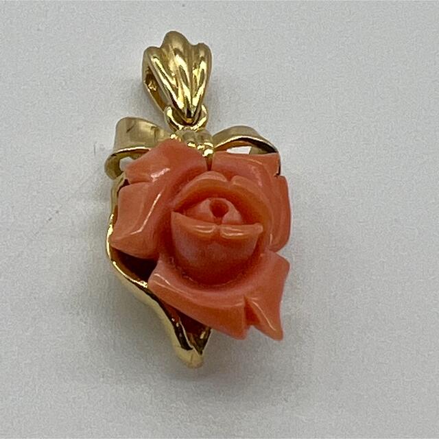 ダイヤ珊瑚　薔薇 ( バラ ) ペンダントトップ　K18