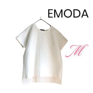 エモダ(EMODA)のEMODA エモダ 白カットソー シャツ フレンチスリーブ レース かわいい M(カットソー(半袖/袖なし))