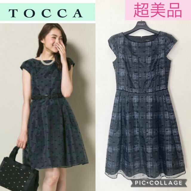 TOCCA - 【超美品】TOCCA リボンチェックオーガンジーワンピースの通販