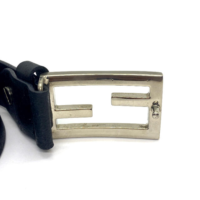 【未使用】FENDI FF金具 ベルト シルバー ブラック イタリア製 レザー 未使用】FENDI FF金具 ベルト シルバー ブラック イタリア製