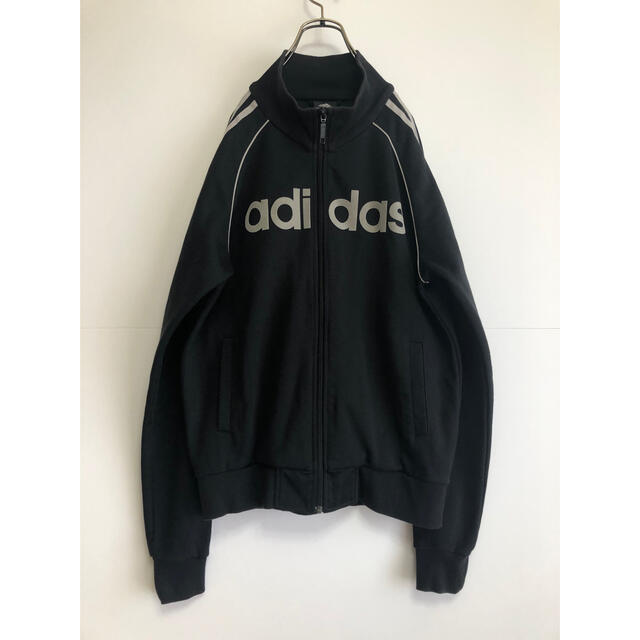 adidas(アディダス)の古着　アディダス　フルジップジャージ　Ｌ　スリーライン　フロッキープリント メンズのトップス(ジャージ)の商品写真