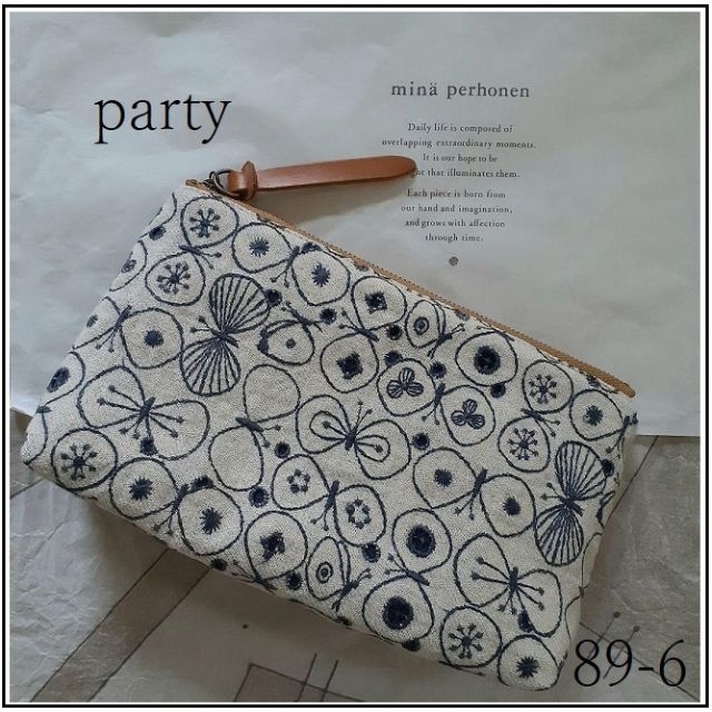 linen100%内部帆布【専用❽❾-❻】⚮̈ party◆底マチ付きファスナーポーチ◆完成画像