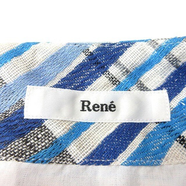 René(ルネ)のルネ Rene キャミワンピース ひざ丈 チェック 麻 リネン 34 青 ブルー レディースのワンピース(ひざ丈ワンピース)の商品写真