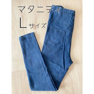 マタニティスリムパンツ　デニム　Ｌサイズ　デニムブルー【used】(マタニティボトムス)