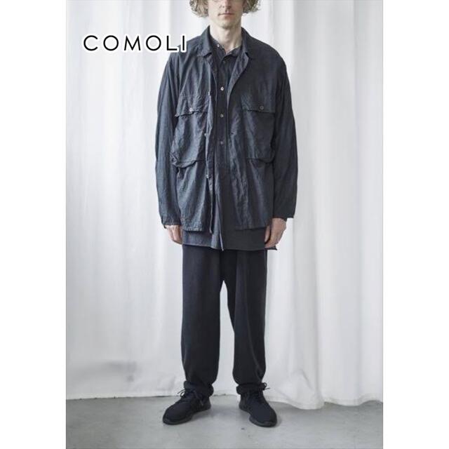 COMOLI(コモリ)の希少★COMOLI コモリ バンドカラー ベタシャンバンドカラーシャツ ネイビー メンズのトップス(シャツ)の商品写真