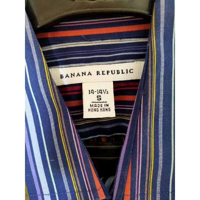 Banana Republic(バナナリパブリック)のバナナリパブリック 長袖 ドレスシャツ 青ストライプ 綿100% 美品 希少色 メンズのトップス(シャツ)の商品写真