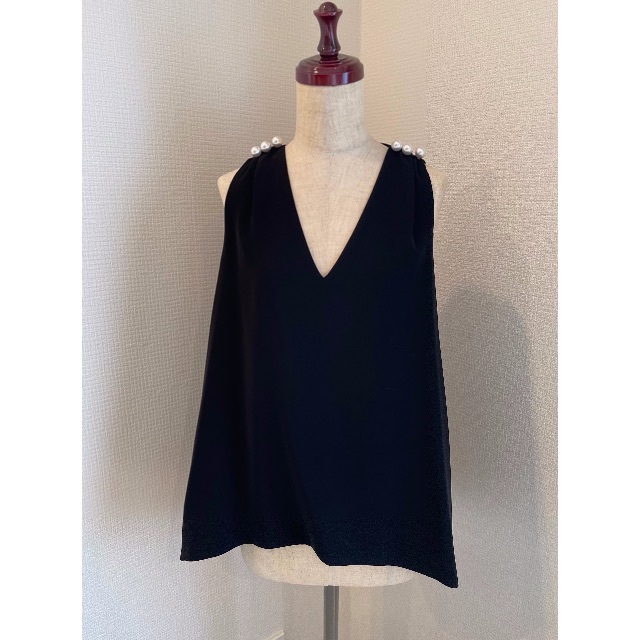 BARNEYS NEW YORK - YOKO CHAN Pearl Flared Blouse 36 黒