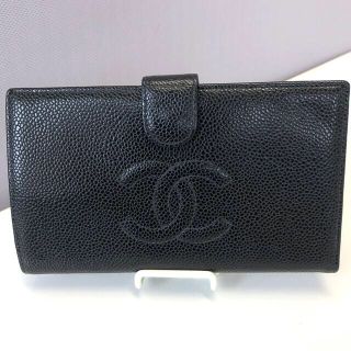 シャネル(CHANEL)の✨美品✨CHANEL シャネル キャビアスキン がま口 長財布  黒(財布)