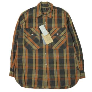 KAPTAIN SUNSHINE x BEAMS PLUS キャプテンサンシャイン ビームスプラス 別注 日本製 チェックオープンカラーシャツ KSBP8SSH01 36 Orange Check 長袖 CPO トップス【新古品】【中古】【KAPTAIN SUNSHINE × BEAMS PLUS】(シャツ)