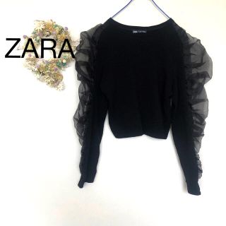 ザラ(ZARA)のZARA トップス　黒　長袖　レース　肩(カットソー(長袖/七分))