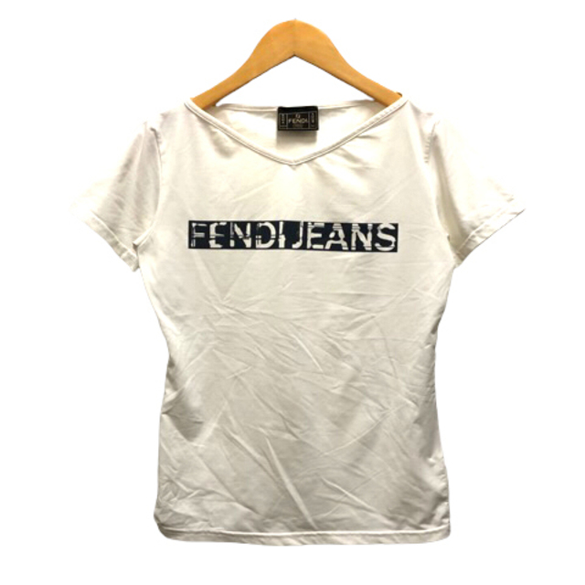 フェンディ FENDI Tシャツ Vネック ロゴ プリント 英字 40 ☆AA ...