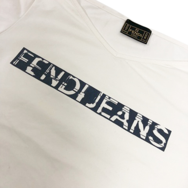 フェンディ FENDI Tシャツ Vネック ロゴ プリント 英字 40 ☆AA ...