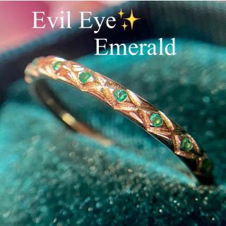 Evil Eye✨天然エメラルドフルエタニティー彫刻リング(リング(指輪))