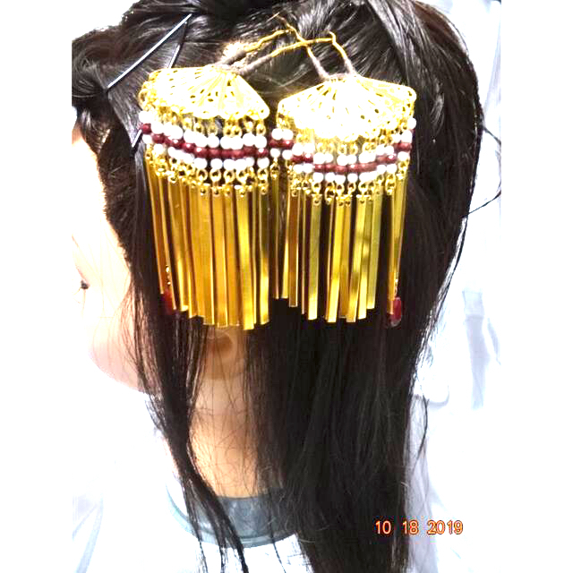 1-19 金ビラかんざし　成人式　髪飾り　振袖　着物　結婚式　花魁 レディースのヘアアクセサリー(その他)の商品写真