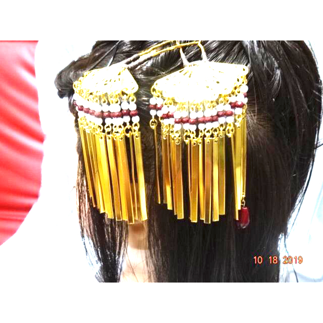 1-19 金ビラかんざし　成人式　髪飾り　振袖　着物　結婚式　花魁 レディースのヘアアクセサリー(その他)の商品写真