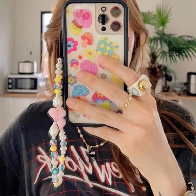再入荷✰blackpink ロゼ愛用似♡ぷっくりハート パール スマホ