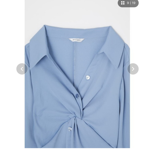moussy(マウジー)のmoussy シャツ　ギャザーシャツ　水色　ブルー レディースのトップス(シャツ/ブラウス(長袖/七分))の商品写真
