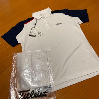 タイトリスト(Titleist)のタイトリスト ストレッチプリントドライ鹿の子半袖ポロシャツ ホワイト L(ウエア)