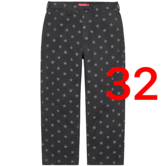 32 Supreme  Chino Pant Black Stars