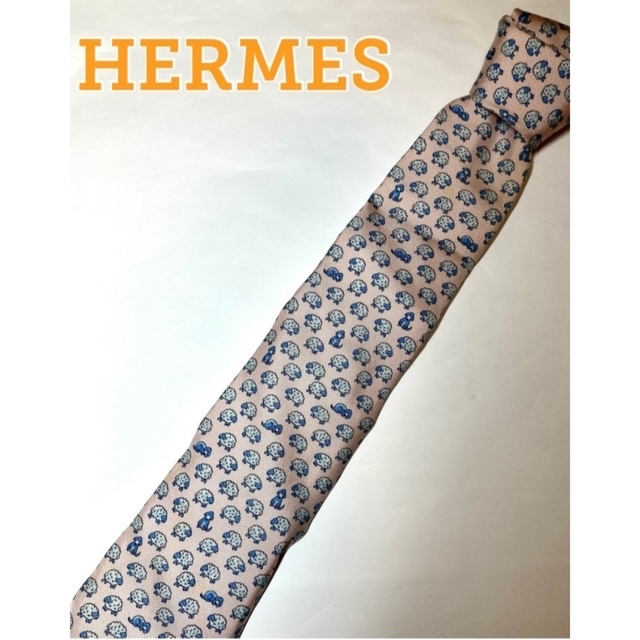 Hermes(エルメス)のHERMES エルメス アニマル羊 ネクタイ ピンク レギュラー hermes メンズのファッション小物(ネクタイ)の商品写真