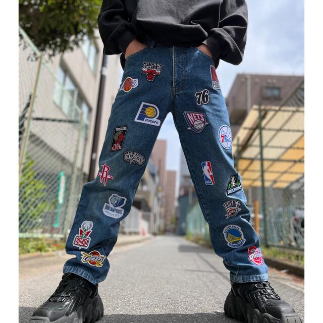 すぐ発送可能! NBA UNK ジーンズ 刺繍 レイカーズ ワイド パンツ 極太