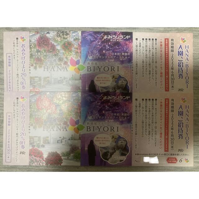 ★よみうりランド・HANA・BIYORI招待券・2枚★ チケットの施設利用券(遊園地/テーマパーク)の商品写真